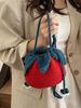 Bag Knitted Tomato Cartoon Girl Crossbody Phone Purse With Drawstring Closure For Casual Wear