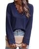 Azura Exchange Ribbed Texture V Neck Long Sleeve Top