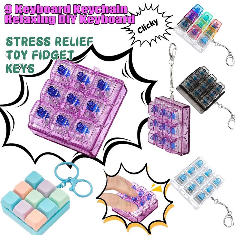 Keys Switch Mechanical Keyboard Keychain Switch Tester LED Fidget Toy Keycaps Stress Relief Office Desk Toy for Adults Gifts