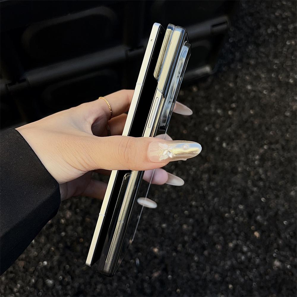 Glossy Make-up Mirror Fliping Case for Samsung Z Fold 7 6 5 4 Luxury Full Body Protection Shockproof Bumper Cover for Z Fold 7