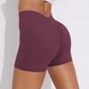 Nessaj Peach Hip Yoga Shorts Women Quick Dry V Waist Solid Color Sports Shorts Gym Fitness Push Up Shorts