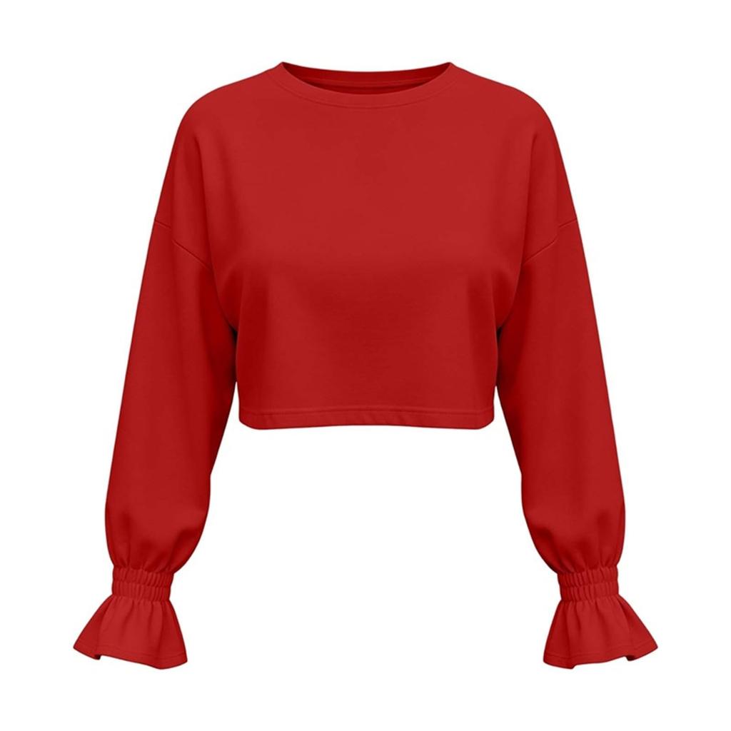 Women's Oversized Cropped Neck Sweatshirt for Casual Daily Wear