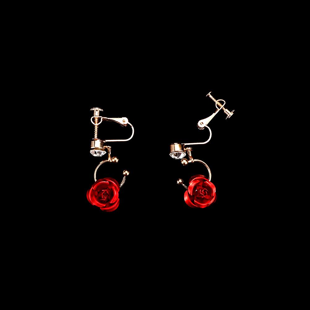 Rose Flower Crown Bridesmaid Headband With Ribbon Bride Hairband Earring Set Red Crystal Pearl