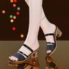 sandalias femininas women cute silver peep toe high quality anti skid square heel shoes lady fashion golden sexy sandals ab552