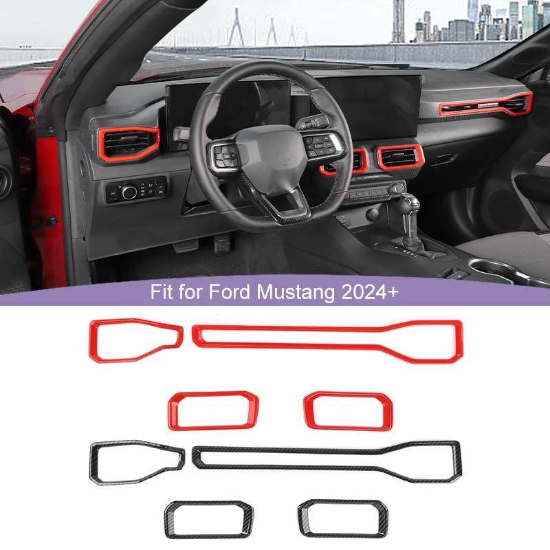  Fit For Ford Mustang 2024 Up ABS Center Console Air Conditioning Vent Decoration Cover Protective Sticker Car Interior Accessories