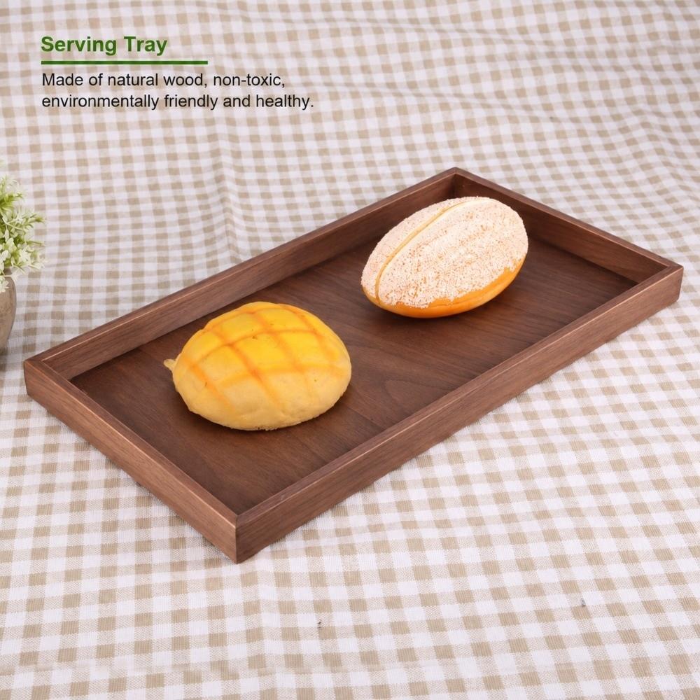 Smooth Polished Serving Plate Solid Wood Food Tray Practical Serving Tray Kitchen Table