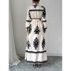Live Shot 2025 European and American Fashion Long Sleeve Waist-Gathering Print Shirt Dress