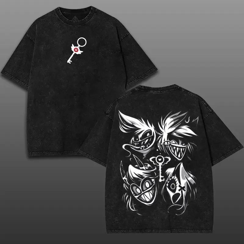 Harajuku Manga Hazbin Hotel Graphic T Shirt Washed Oversized Vintage Washed high quality hot product Unisex sweatshirt Sports