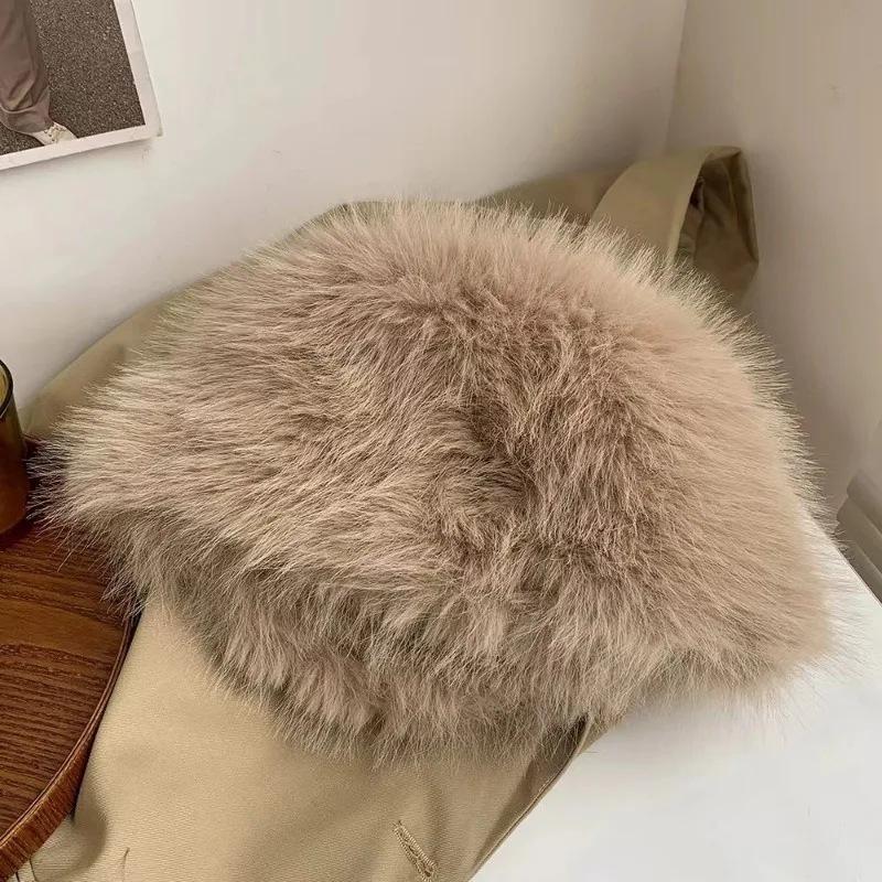 Podzimní a zimní nový dámský klobouk z imitace norkové kožešiny z lišky, dámský zesílený teplý plyšový kbelíkový klobouk