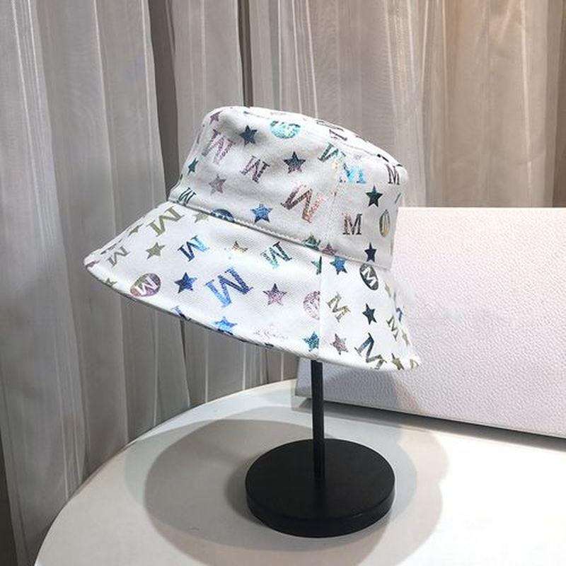 Bronzing Color Letter Fisherman Hat Breathable Cotton Printing Bright and Sparkling Wild Fisherman Hat Fashion Joker Bucket Hat