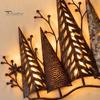 Rustic Metal Wall Art Vintage Lighted Woodland Decor, Pine Forest Tree Outdoor Porch Sculpture with LED Lights for Farmhouse Cabin Winter Home