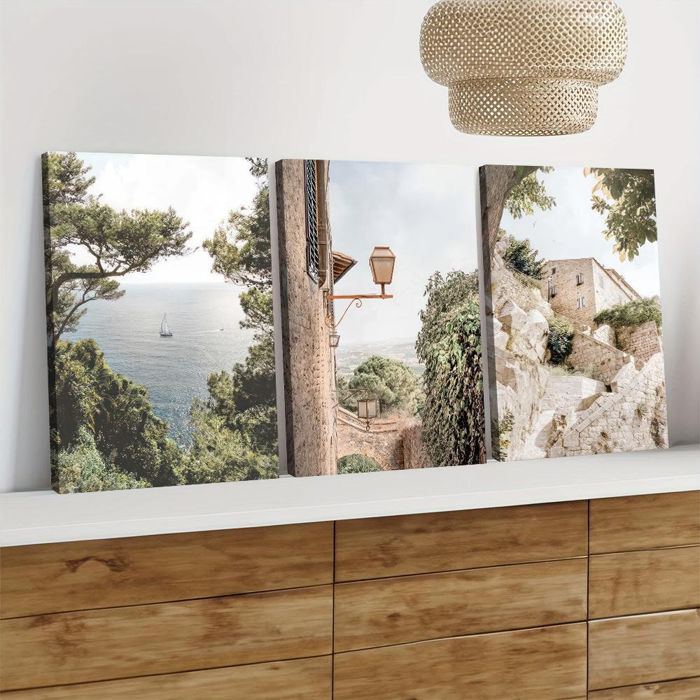 

3PC, Natural sea view canvas decorative painting, high-definition printing, sailboat ocean scenery, home wall art, hanging paint (as the picture,20x30cm No Frame)