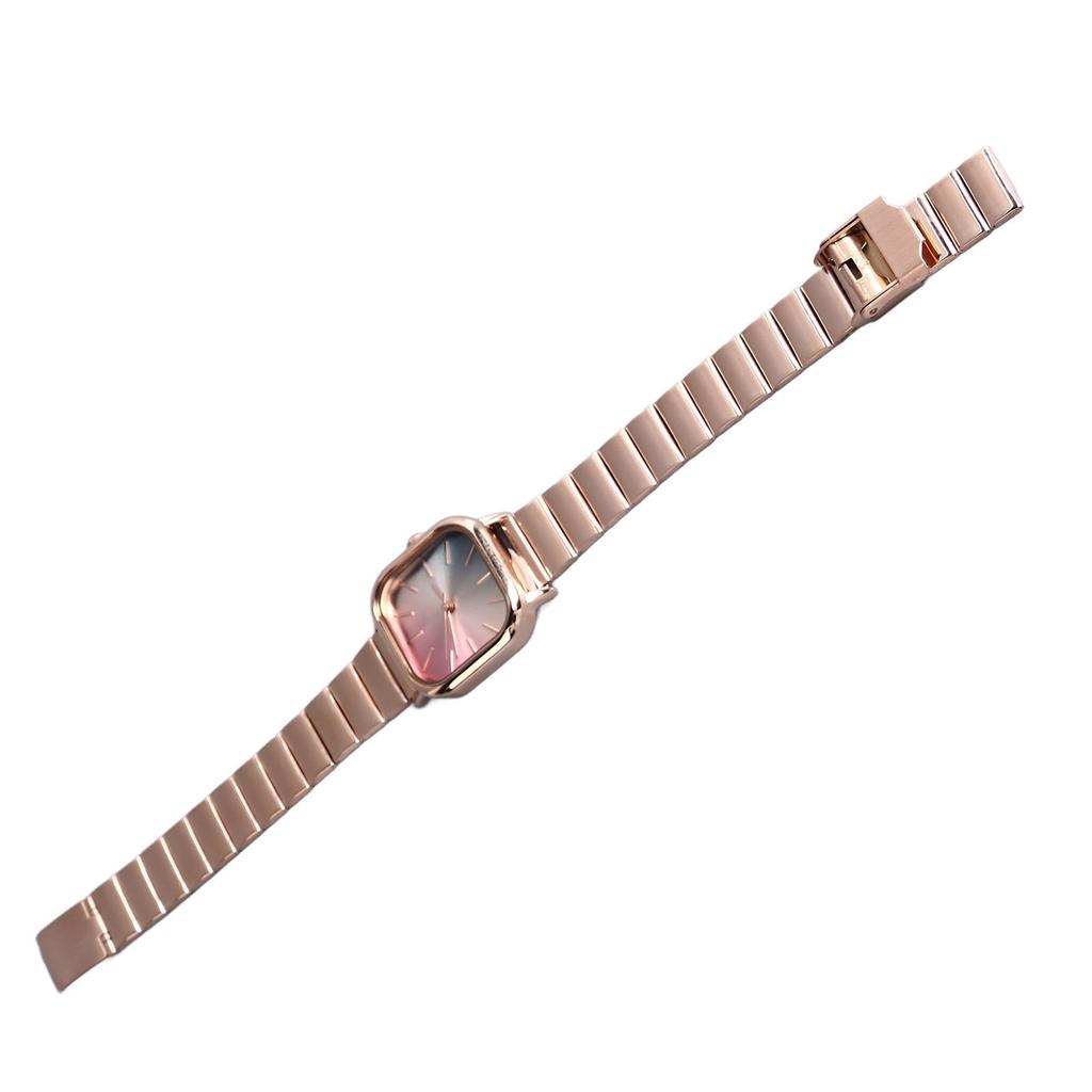 Women Stainless Steel Bracelet Wrist Watch Colorful Dial Water Resistant Elegant Luxury Lady Analog Dress Watch Rose