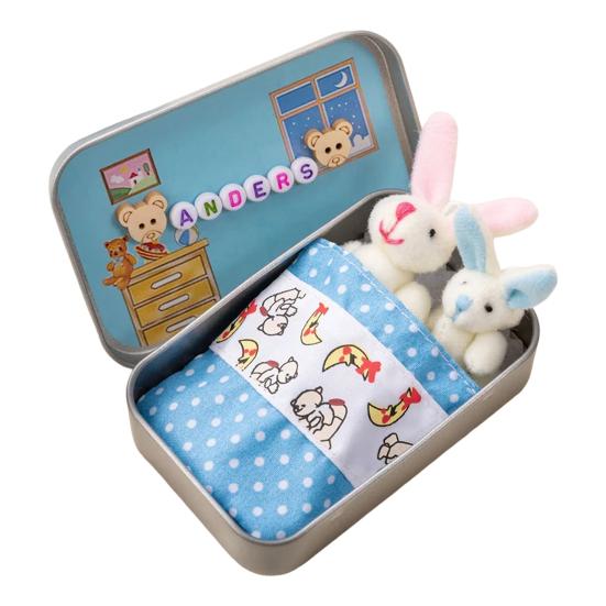 Little Pocket Bunny in Box Mini Plush Mom And Baby Bunny Living синий