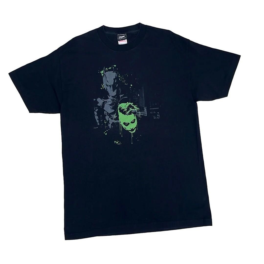 Batman The Dark Knight 2008 Y2k Vintage Joker Heath Ledger Movie Promo Unisex T-Shirt L
