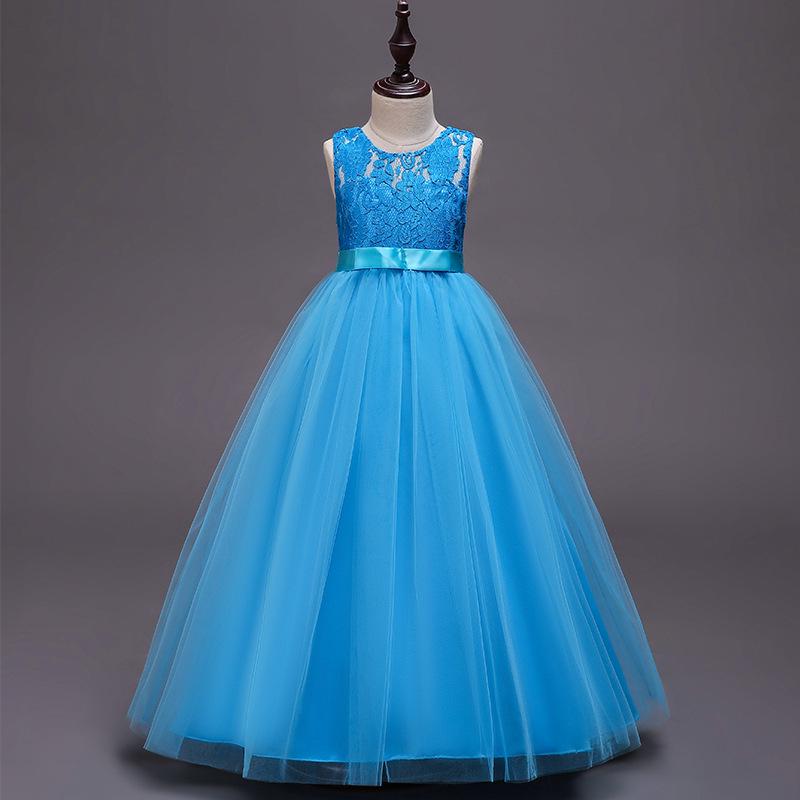 Children's Formal Lace Princess Dress with Long Puffy Skirt for Weddings