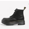 2025 Autumn and Winter Thick-soled Six-hole Open-edge Bead Martin Boots, Black Boots, Heightening Women's Street Cowhide Boots, Medium Tube