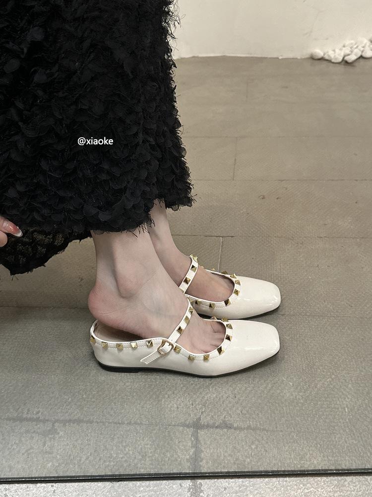 XINZHOU Xiaoxiangfeng Tasche Kopf Halbschuhe Damen Außenbekleidung 2025 Frühling und Sommer neu Französisches Temperament Muller Hausschuhe