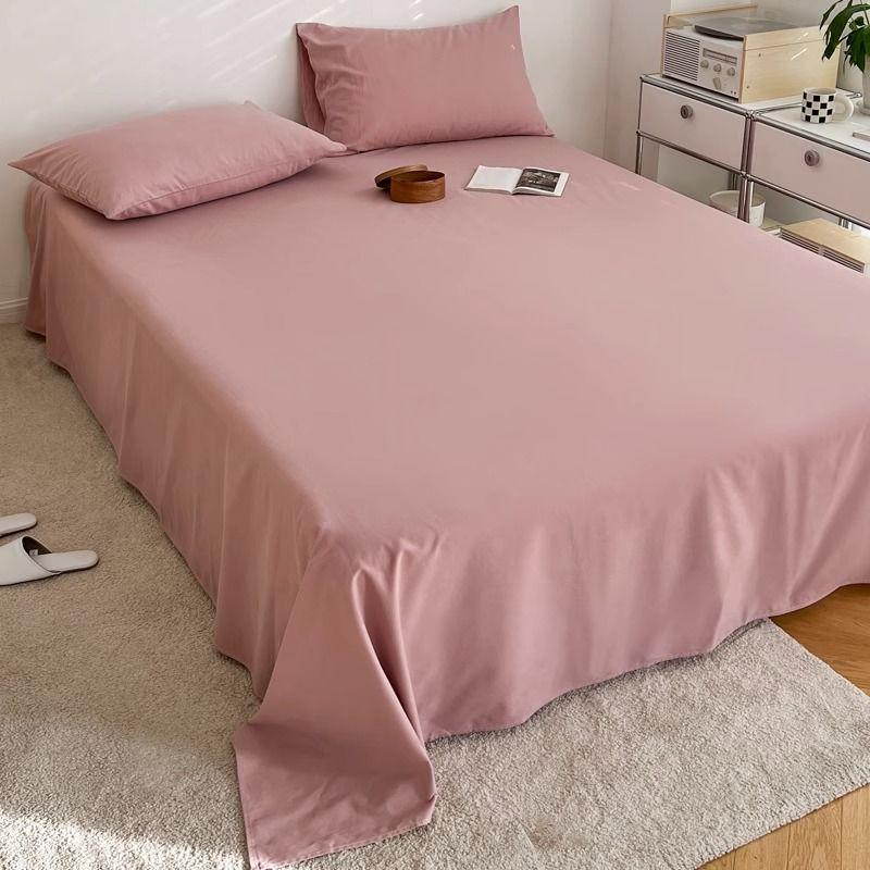Ins Solid Color Minimalist Skin-friendly Full Coverage Bed Sheet for Single & Double Student Dormitory