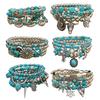 Bracciale Boho Fatto a Mano con Perline Turchesi e Design Multi-Strato Perfetto per Impilare e Eventi di Moda
