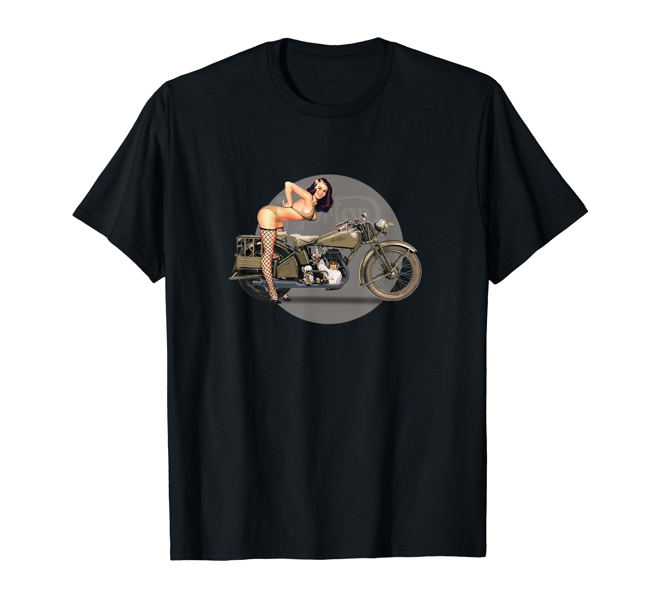 Pin-Up Girl Classic Motorcycle Retro WW2 T-Shirt