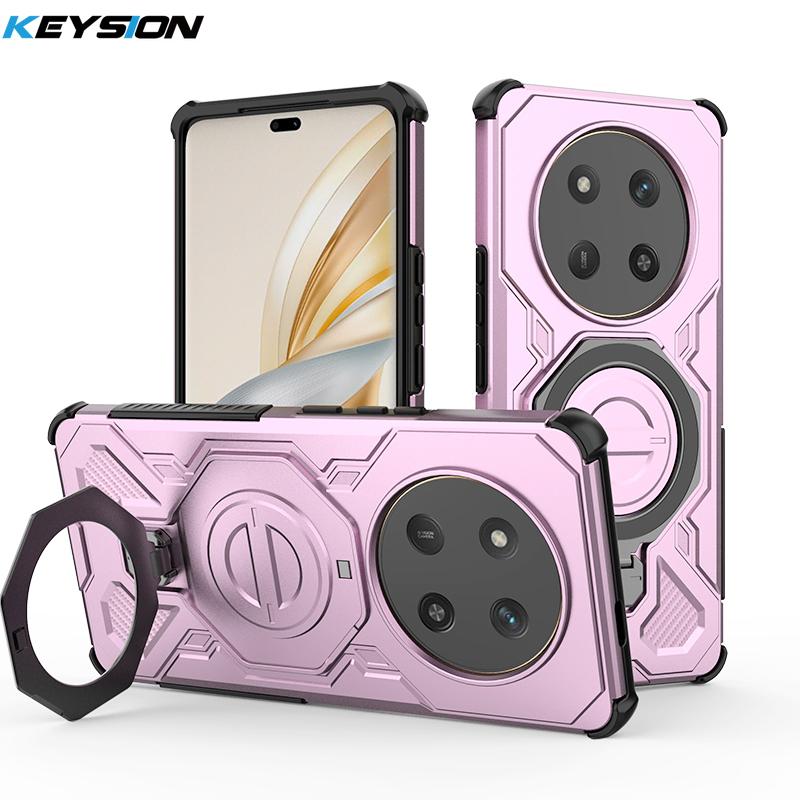 KEYSION Shockproof Magnetic Case for HONOR X9c 5G X9c Smart Upright Live Metal Ring Stand Phone Cover for Honor Magic 7 Lite 5G