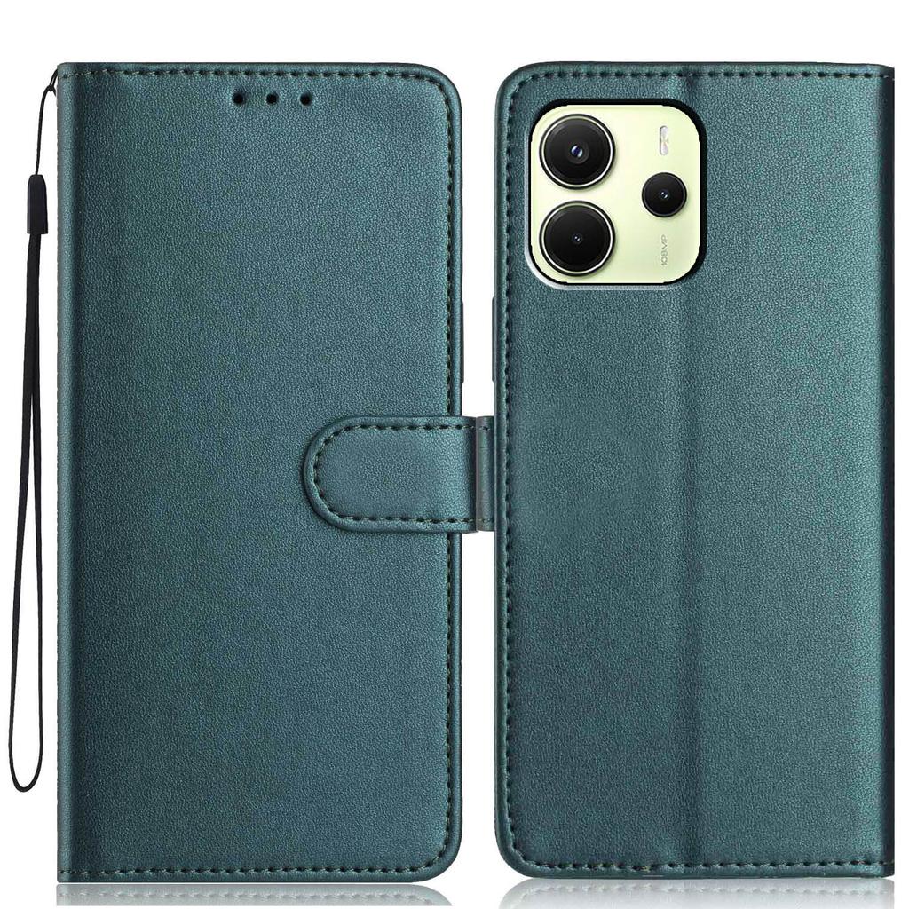Dla Xiaomi Redmi Note 14 4G (163.25mm) Etui portfelowe z paskiem/Wiele przegródek na karty Jednokolorowe Skórzane Etui z podstawką na telefon