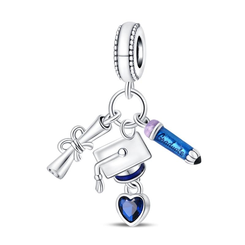 Copper Color Graduation Certificate Bachelor'S Hat Graduation Series Charms Beads Fit Pan Original Bracelets Diy Jewelry