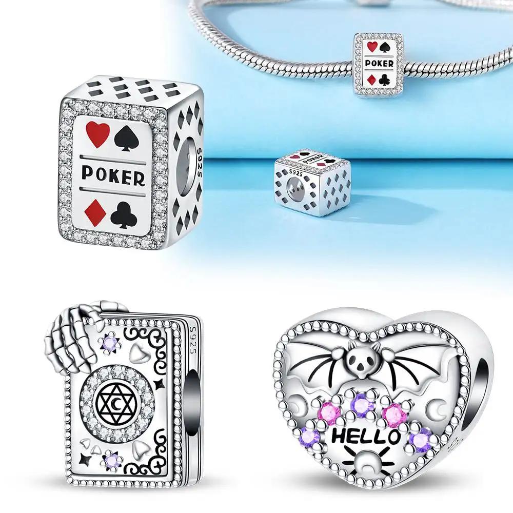 Poker With Stone Bead Charms copper Plated Ideal For Charm Bead Charms copper Plated Authentic Bracelets for Jewellery Making