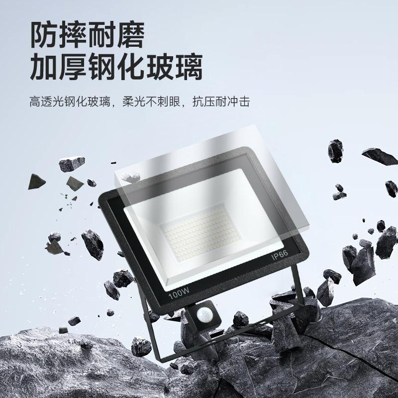 LED Smart Sensor Flood Light Outdoor Wall Light 220V Black White 10W 20W 30W 50W 100W Garden Waterproof Light Outdoor Spotlight