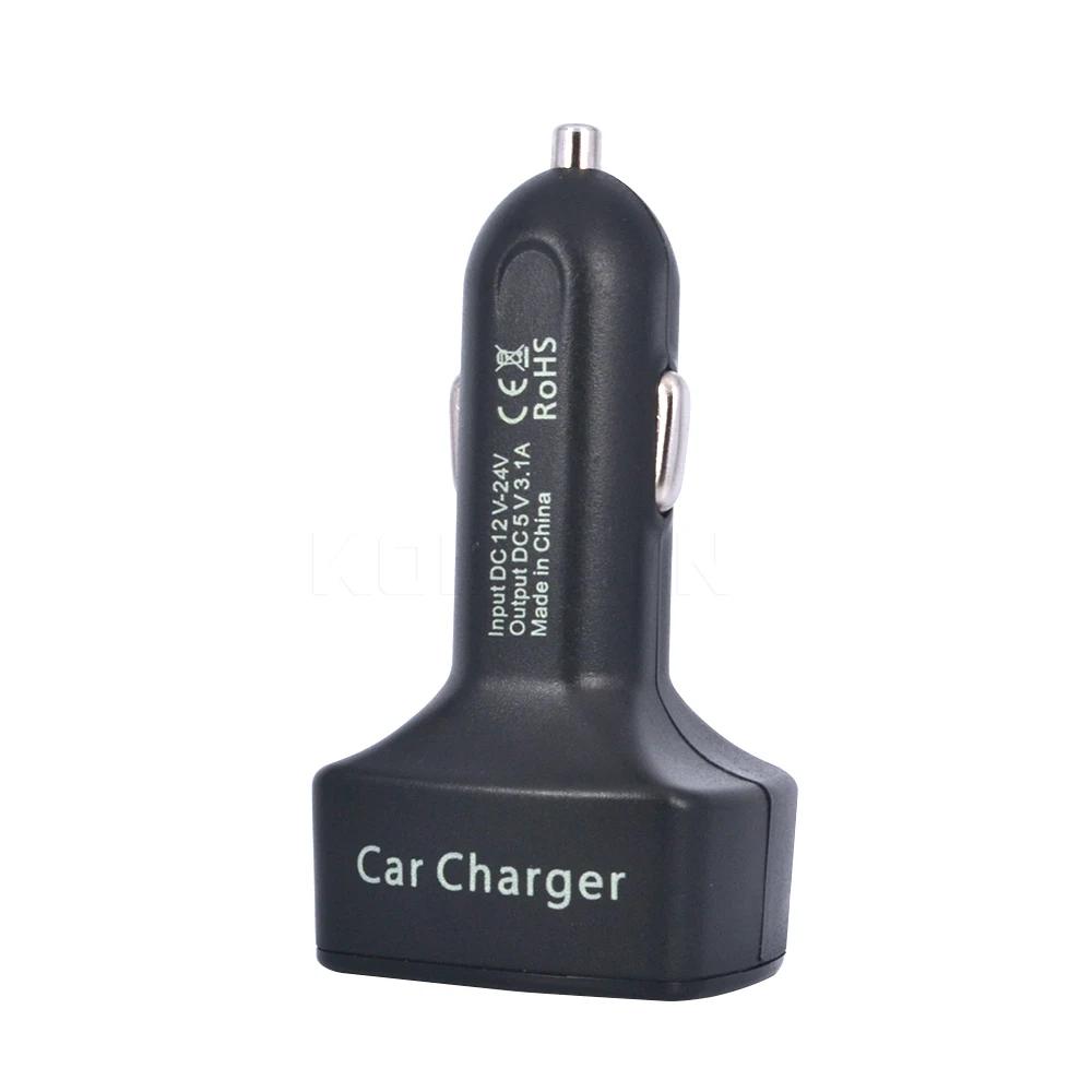 4 in 1 Dual USB 3.1A Car Charger Adapter with LED Display Voltage Current Temperature Monitor Digital Display Phone Fast Chargin