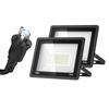 Coizabera Outdoor LED Floodlight, 80W, Set of 2 [Switchable 3-Pin2-Pin Plug], 6500K Daylight White, 13,000LM, High Brightness, Waterproof, HeatCold