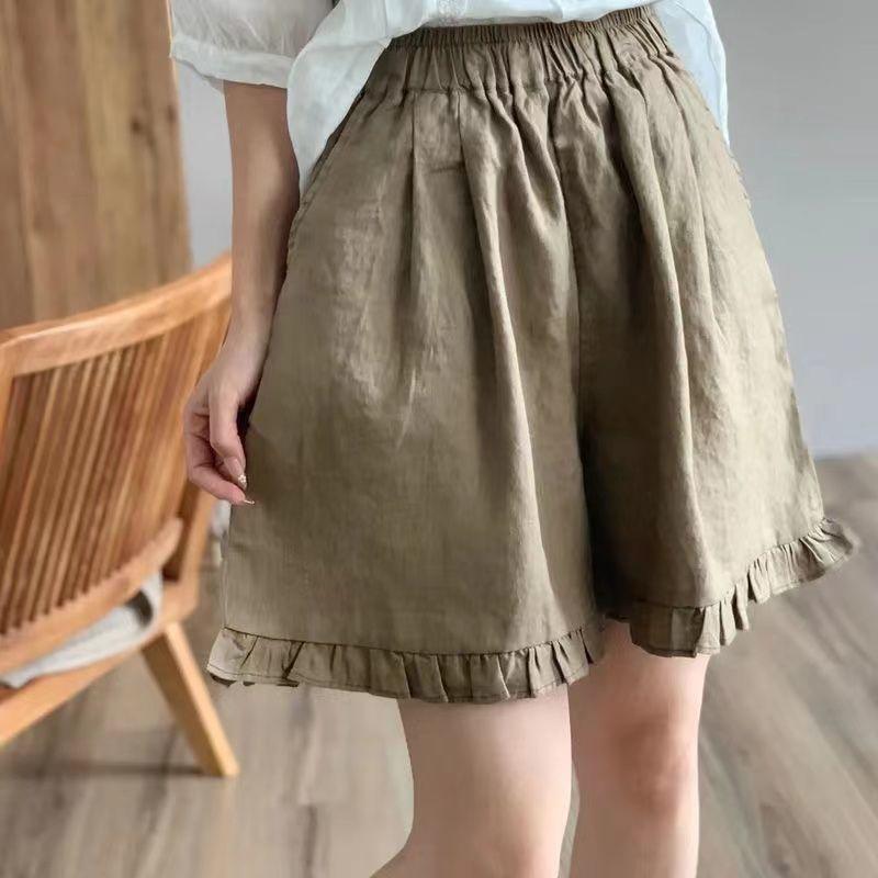 

Шорти Жіночі Літні Бавовняні Джинсові Вінтажні Вільні Великого Розміру Повсякденні Денім Широкі Штани Шорти XXXXL дубильна кора