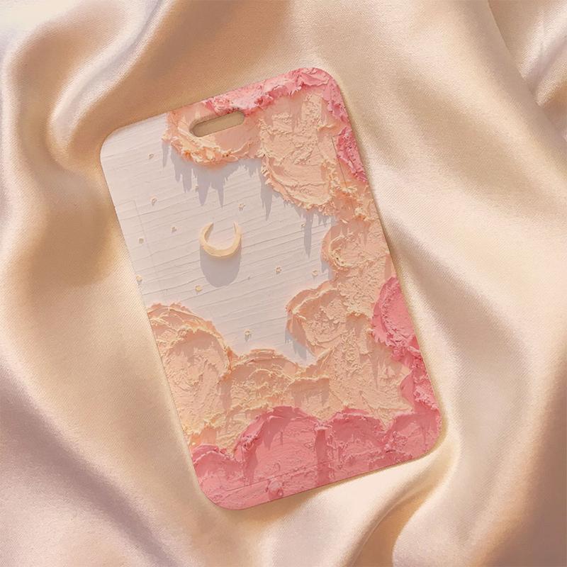 Women Men Oil Painting Business Card Holder Cartoon Cute Pink Credit Holders