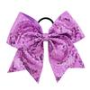 8 Inch Fashion Sequins Dovetail Bow Hair Loop Shiny Bows with Elastic Hair Ties Sparkly Headwear for Girls