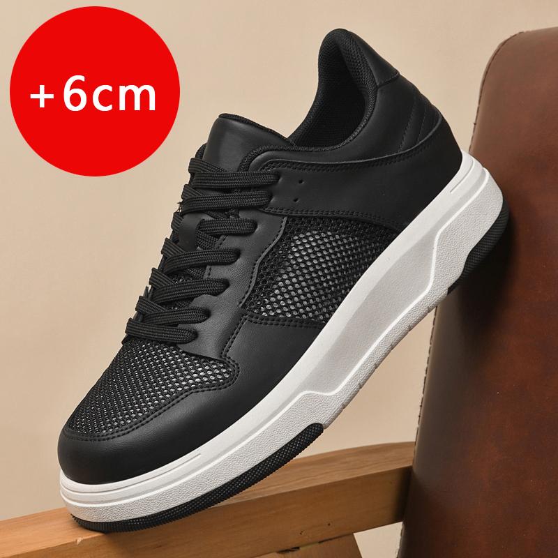 

Модные летние туфли для мужчин, увеличивающие рост, кроссовки на 6 см, мужская модная обувь со скрытыми каблуками, внутренняя высота, спортивная обувь для мужчин 45 чёрный