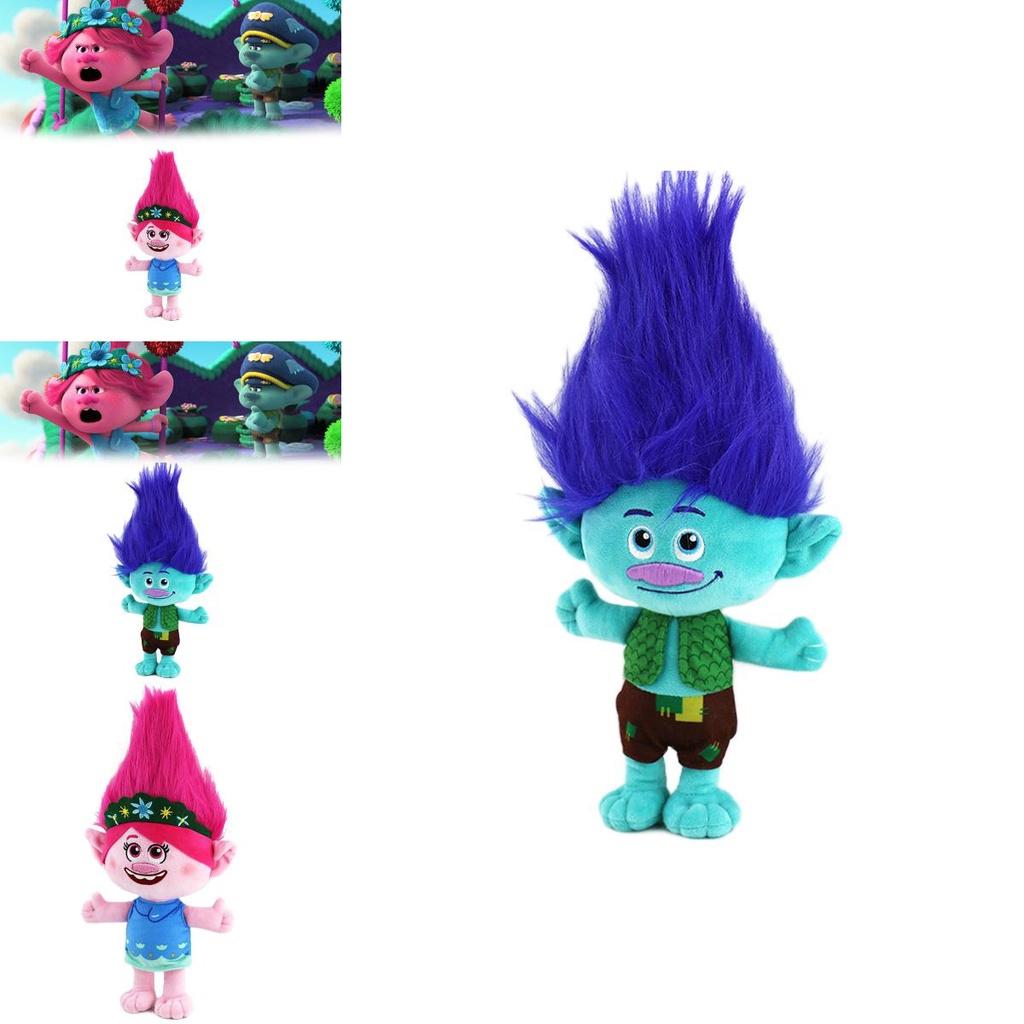 Trolls Band Together Plush Toy Adorable Cartoon Character 30cm Height Blue Hair Boy And Pink Hair Girl Perfect For Kids Ages 7-14
