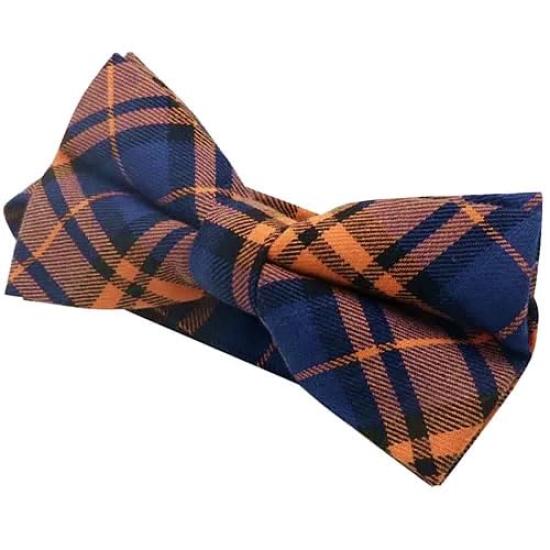 [Bowties.jp] Orange Green Blue Check Bow Tie (Easy to Wear) (Orange)