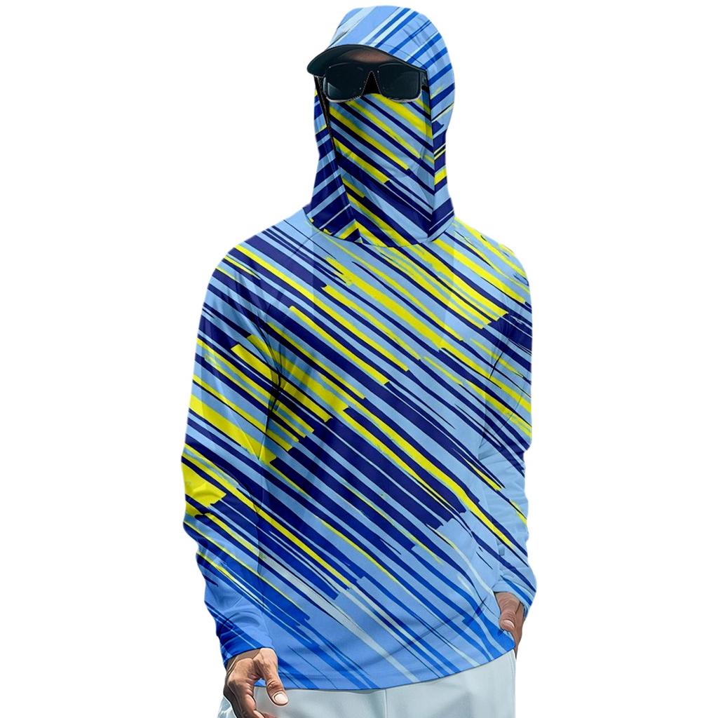 Herren Langarm Sonnen-Hoodie Schnelltrocknendes Angelshirt zum Laufen und Workout