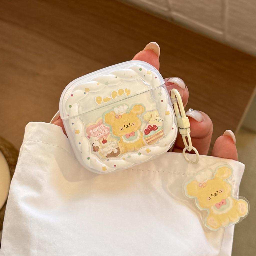 Dessert puppy with pendant is suitable for Apple AirpodsPro2 protective cover 1/2 Bluetooth headset cover 3rd generation matte 4.
