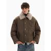 Blaexit American-Style Bomber Jacket Cotton-Padded Winter Coat Men's Thickened Fur Collar Short Parka