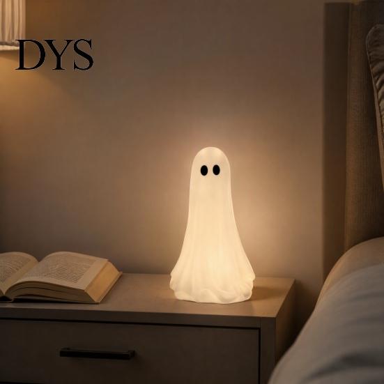 Spooky Season Decorations Cute Ghost Resin Ornament, Matte Finish Desktop Figurine, Decorative Decor for Living Room Halloween Statue Home Entrance