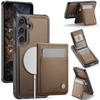 For Samsung Galaxy S24 FE Leather Back Cover Magnetic Case JEEHOOD J06 Phone Case with Card Bag RFID Blocking