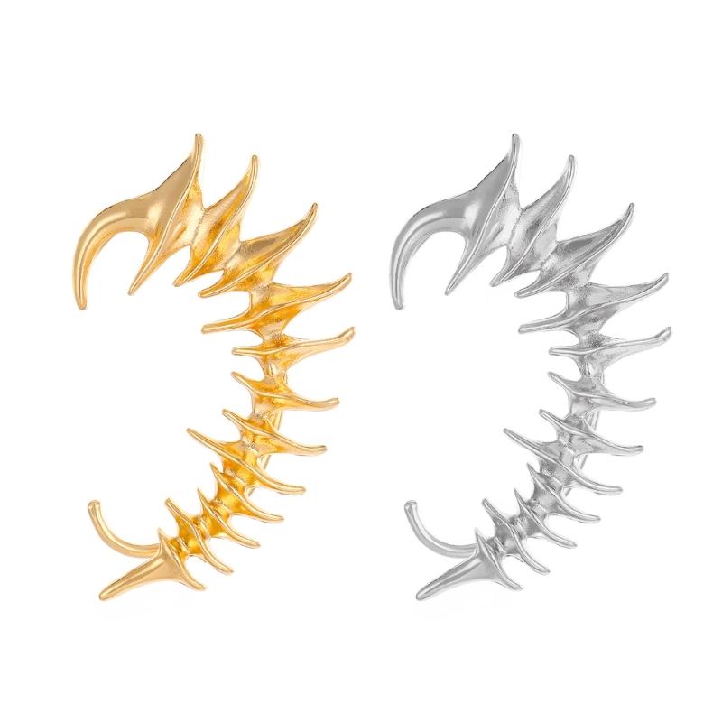 Unique Mechanical Skeleton Ear Cuff Gothic Skeletons Spikes Ear Hook Trendy Silver/Gold Color Earrings for Couples