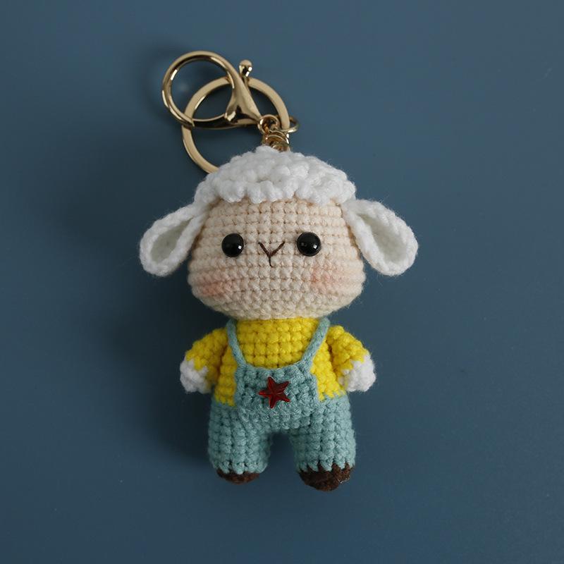 Funny Raccoon Doll Crochet Keychain Cute Knitted Animal Doll Series Keychains For Bag Pendant Cartoon Giraffe Cute Keyrings Gift