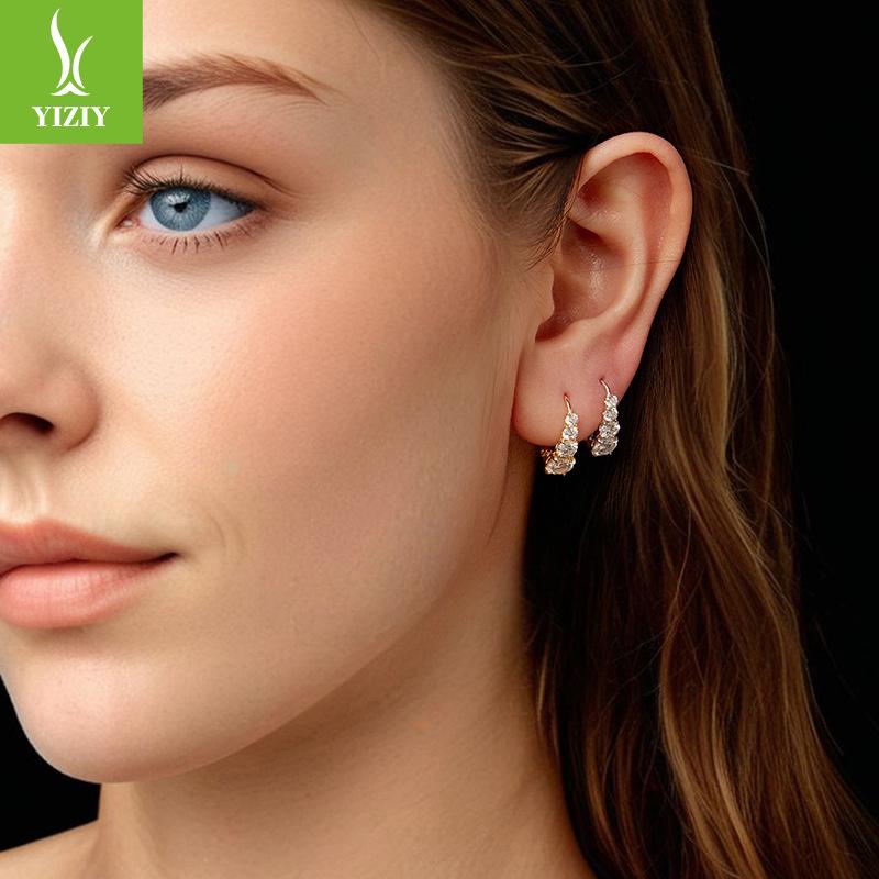 50 Points Mozzarella Diamond Earrings Ear Buckles, Personalized And Elegant Wind S925 Sterling Silver Moissanite Earrings For Women