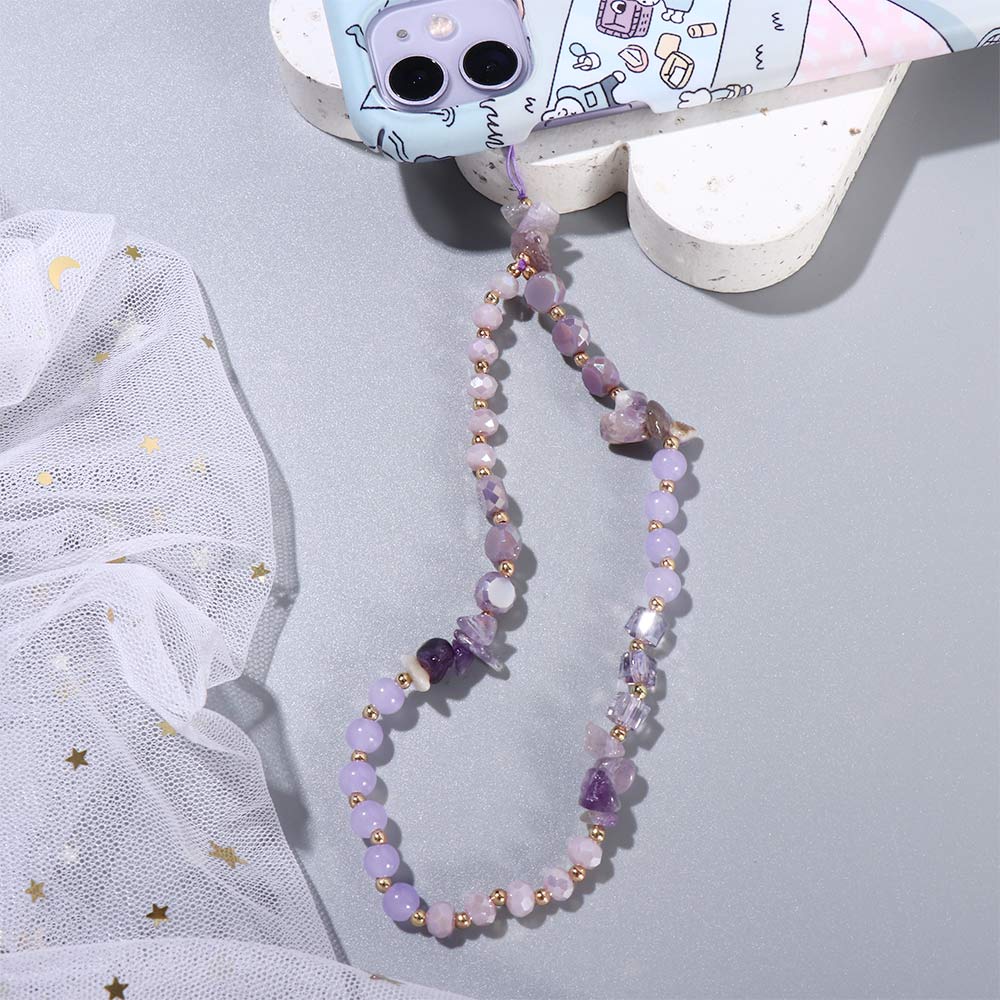 Pearl Gravel Letter Beads Chain Cell Phone Lanyard Mobile Phone Strap Crystal Stone Beads Lanyard