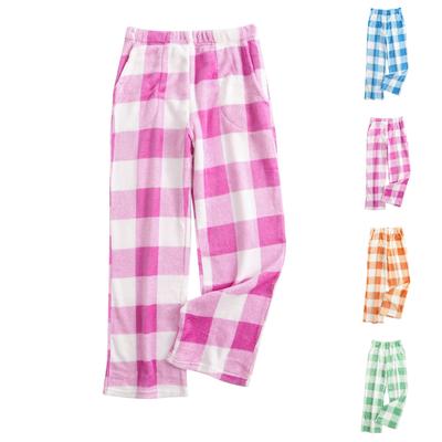 Women Pajama Pants Plush Sleep Pants Soft Elastic Waist Pajama Bottoms Plaid Pants With 2 Pockets
