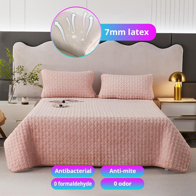 3PC Waterproof Non-silp 7mm Latex Mattress Cover Pad Washable Latex Mat Bed Cover for Single Double Bed Topper