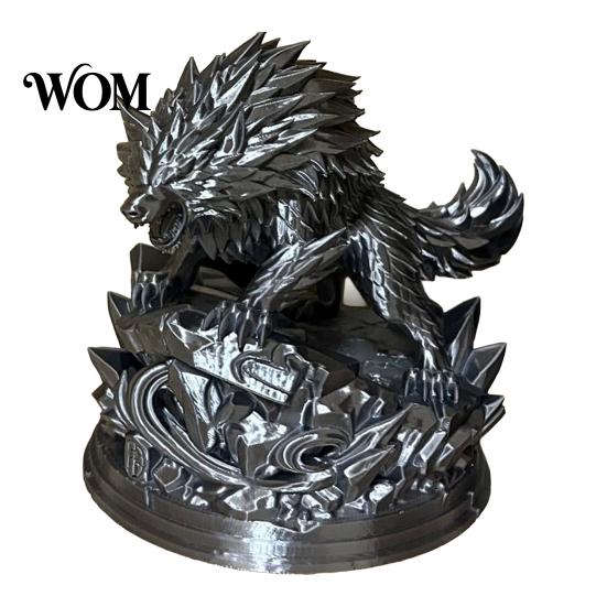 Wild Animal Decoration 3D Printed Wolf Statue, Howling Figurine, on Office Desk Ornament Rock Sculpture, Collectible for Home Figurine